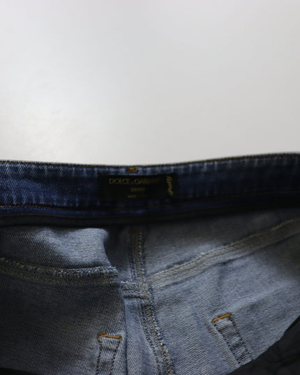 Dolce & Gabbana Blue Washed Cotton Skinny Low Waist Denim Jeans