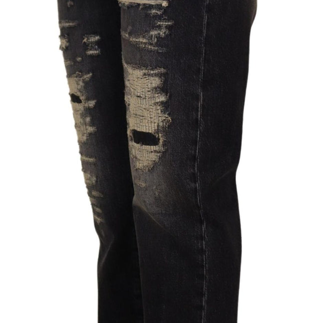 Dolce & Gabbana Black Washed Tattered High Waist Denim Jeans