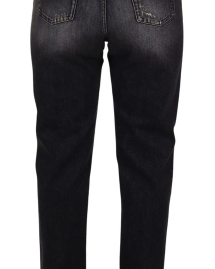 Dolce & Gabbana Black Washed Tattered High Waist Denim Jeans