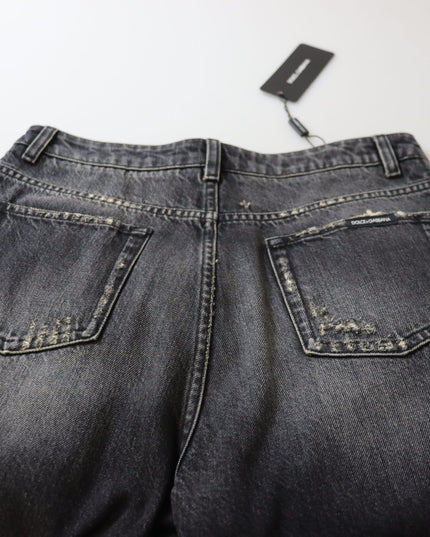 Dolce & Gabbana Black Washed Tattered High Waist Denim Jeans