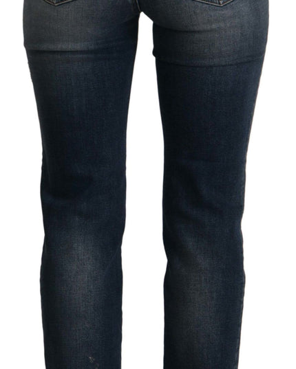 Dolce & Gabbana Blue Denim Crystal Embellished Pants Jeans