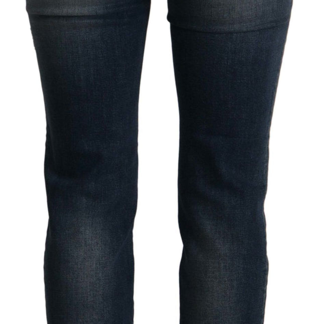 Dolce & Gabbana Blue Denim Crystal Embellished Pants Jeans
