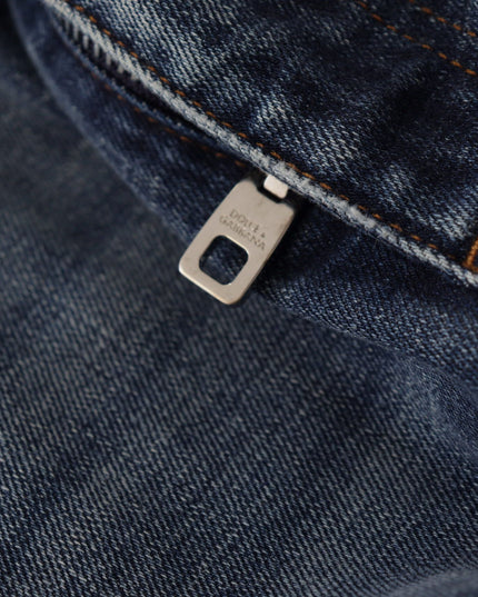 Dolce & Gabbana Blue Denim Crystal Embellished Pants Jeans