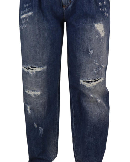 Dolce & Gabbana Blue Washed High Waist Loose Fit Pants