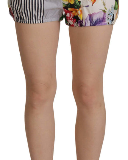 Dolce & Gabbana Multicolor Patchwork High Waist Cotton Shorts