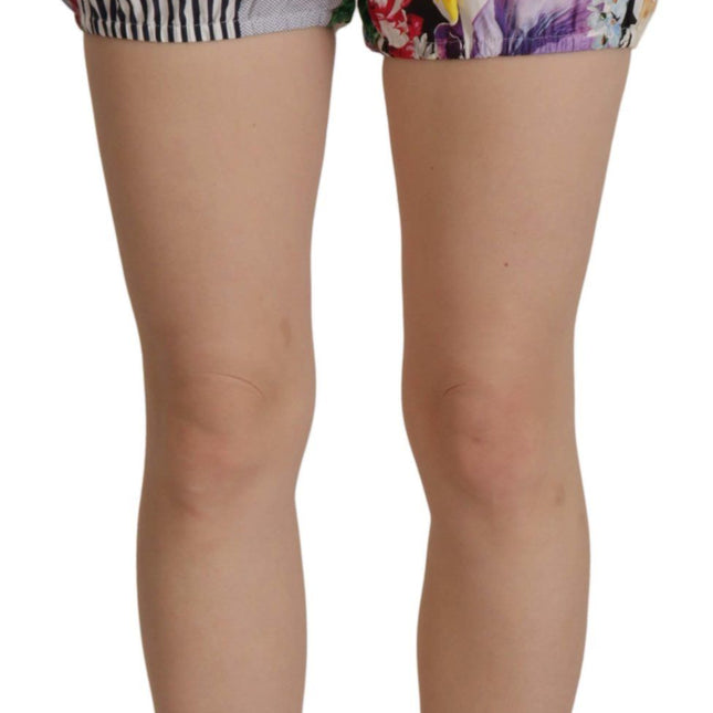 Dolce & Gabbana Multicolor Patchwork High Waist Cotton Shorts