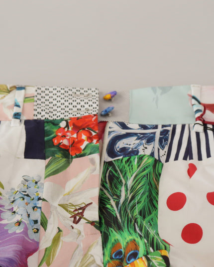 Dolce & Gabbana Multicolor Patchwork High Waist Cotton Shorts