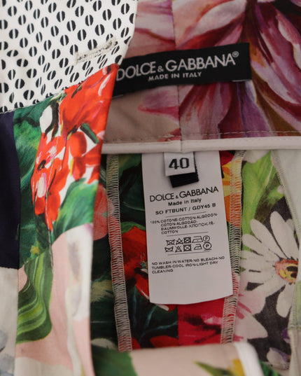 Dolce & Gabbana Multicolor Patchwork High Waist Cotton Shorts