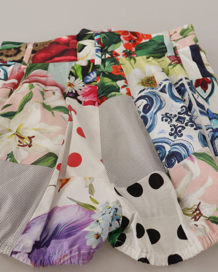 Dolce & Gabbana Multicolor Patchwork High Waist Cotton Shorts