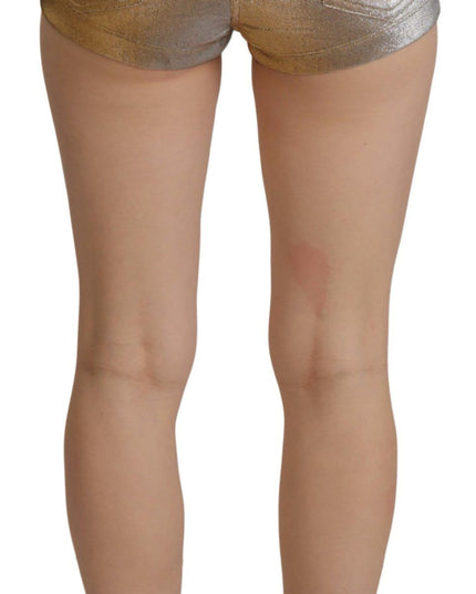 Dolce & Gabbana Gold Cotton Blend Glittered Hot Shorts