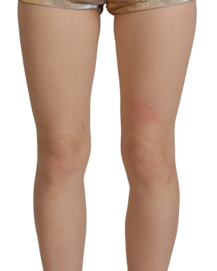Dolce & Gabbana Gold Cotton Blend Glittered Hot Shorts