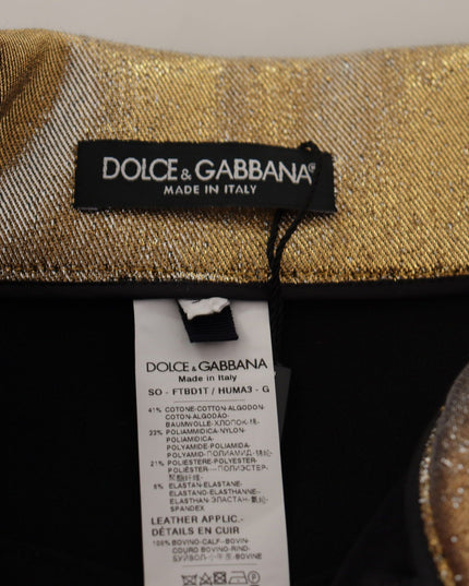 Dolce & Gabbana Gold Cotton Blend Glittered Hot Shorts