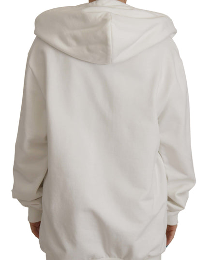 Dolce & Gabbana White Hoodie Pullover Embroidered Sweater