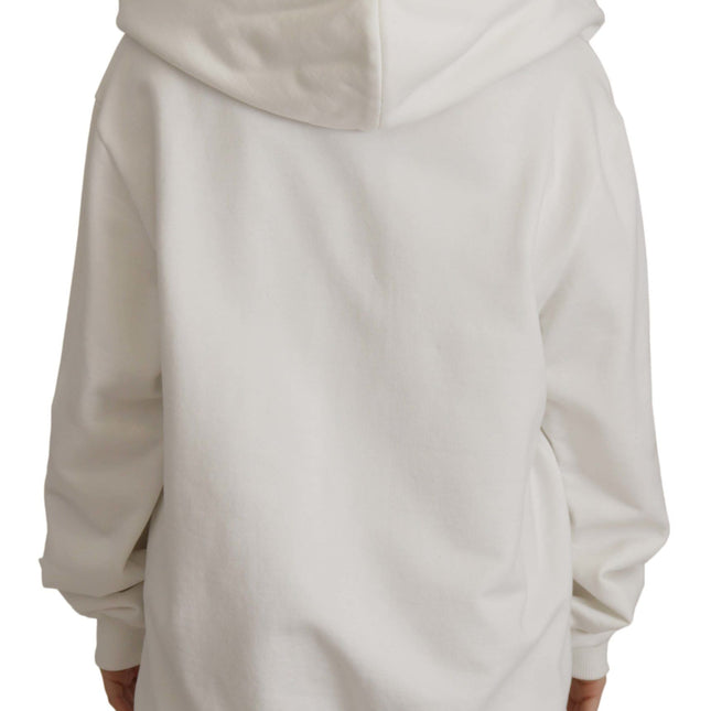 Dolce & Gabbana White Hoodie Pullover Embroidered Sweater