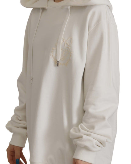 Dolce & Gabbana White Hoodie Pullover Embroidered Sweater