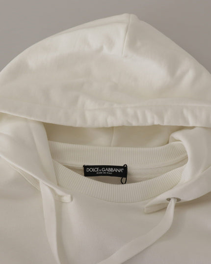 Dolce & Gabbana White Hoodie Pullover Embroidered Sweater