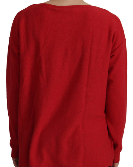 Dolce & Gabbana Red Wool Knit Round Neck Pullover Sweater