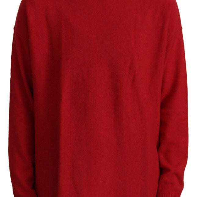 Dolce & Gabbana Red Wool Knit Round Neck Pullover Sweater