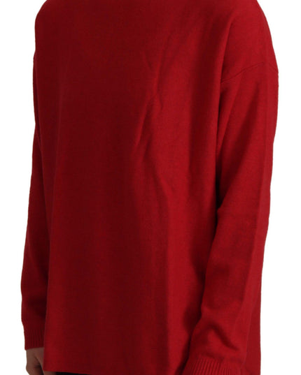 Dolce & Gabbana Red Wool Knit Round Neck Pullover Sweater