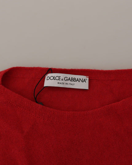 Dolce & Gabbana Red Wool Knit Round Neck Pullover Sweater