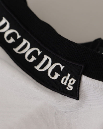 Dolce & Gabbana White Slogan Print Round Neck Cotton  T-shirt