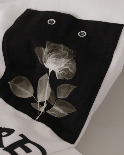 Dolce & Gabbana White Slogan Print Round Neck Cotton  T-shirt