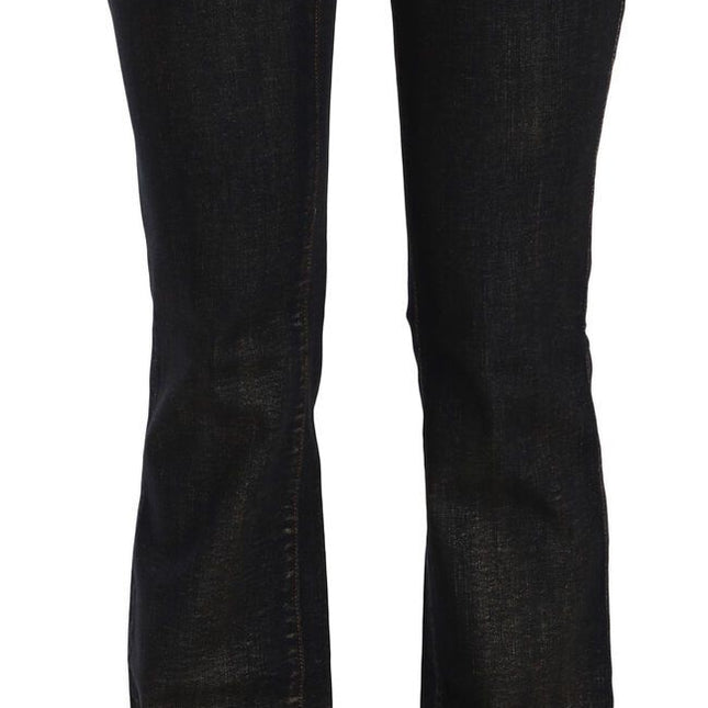 John Galliano Black Washed Mid Waist Flared Denim Pants Cotton