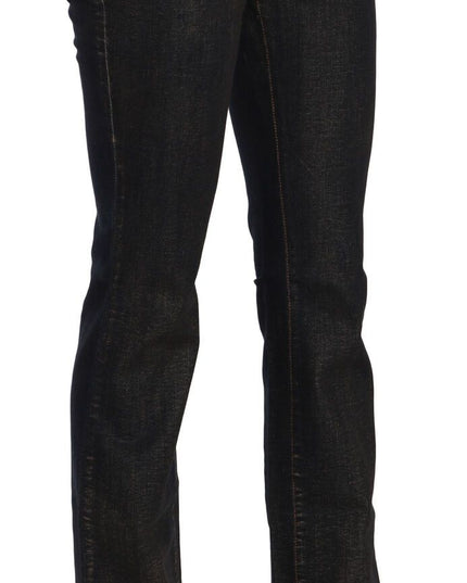 John Galliano Black Washed Mid Waist Flared Denim Pants Cotton