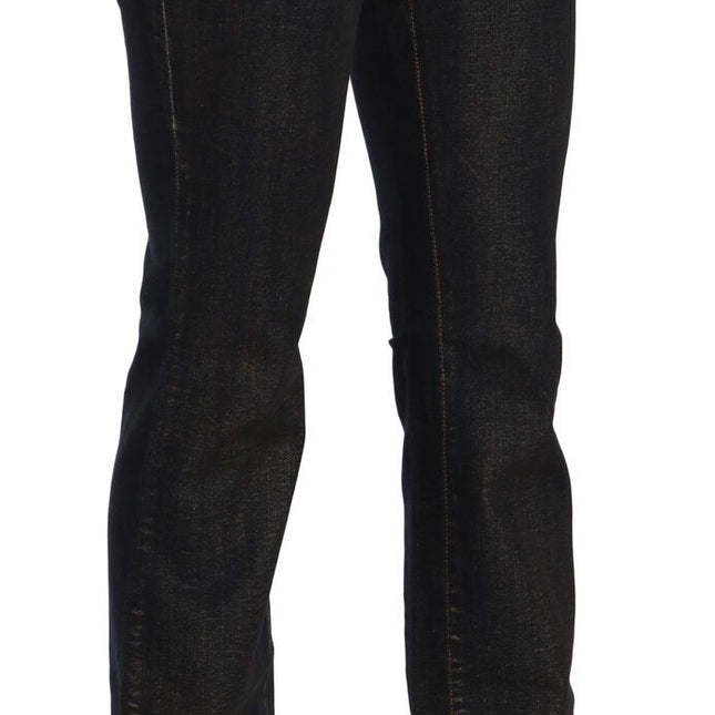 John Galliano Black Washed Mid Waist Flared Denim Pants Cotton