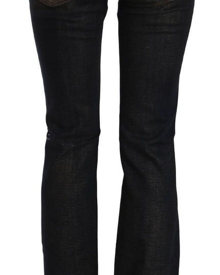 John Galliano Black Washed Mid Waist Flared Denim Pants Cotton