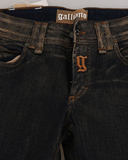 John Galliano Black Washed Mid Waist Flared Denim Pants Cotton