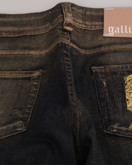 John Galliano Black Washed Mid Waist Flared Denim Pants Cotton