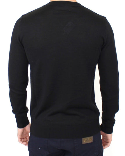 Ermanno Scervino Black Wool Blend V-neck Pullover Sweater