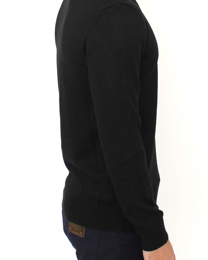 Ermanno Scervino Black Wool Blend V-neck Pullover Sweater