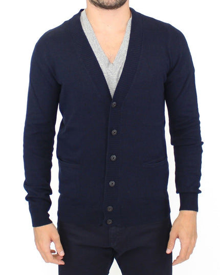 Ermanno Scervino Blue Wool Cashmere Cardigan Pullover Sweater