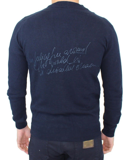 Ermanno Scervino Blue Wool Cashmere Cardigan Pullover Sweater