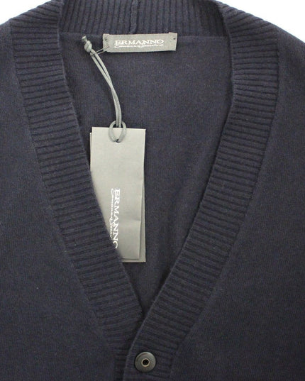 Ermanno Scervino Blue Wool Cashmere Cardigan Pullover Sweater