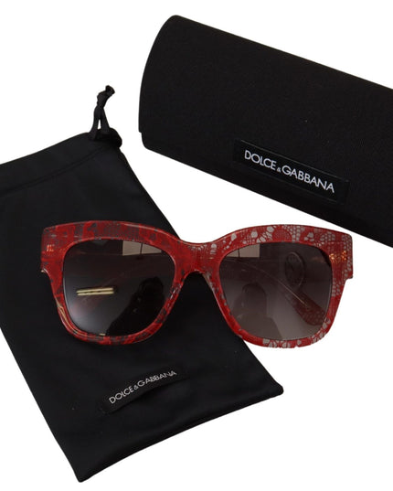 Dolce & Gabbana Red Lace Acetate Rectangle Shades  DG4231F  Sunglasses