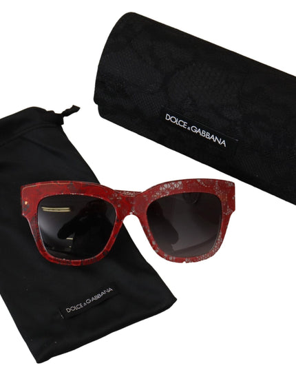 Dolce & Gabbana Red Lace Acetate Rectangle Shades DG4231Sunglasses