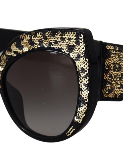 Dolce & Gabbana Black Gold Sequin Butterfly Polarized DG4326 Sunglasses