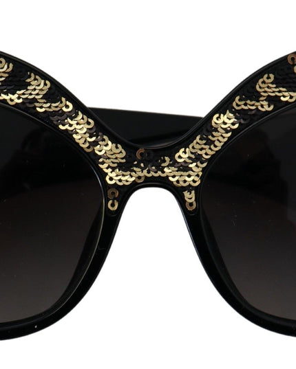 Dolce & Gabbana Black Gold Sequin Butterfly Polarized DG4326 Sunglasses