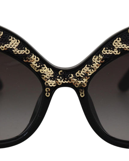 Dolce & Gabbana Black Gold Sequin Butterfly Polarized DG4326 Sunglasses
