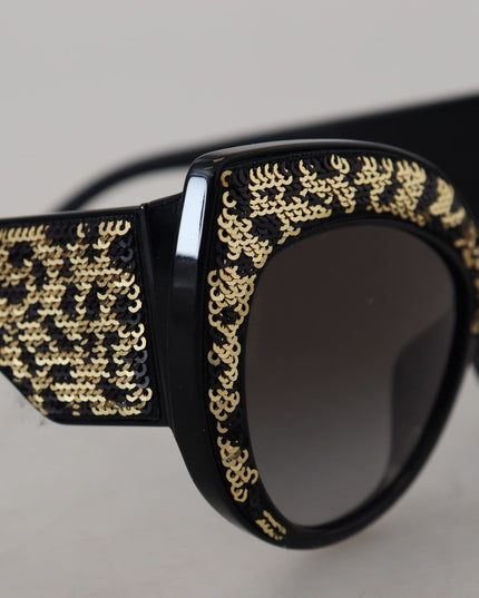 Dolce & Gabbana Black Gold Sequin Butterfly Polarized DG4326 Sunglasses
