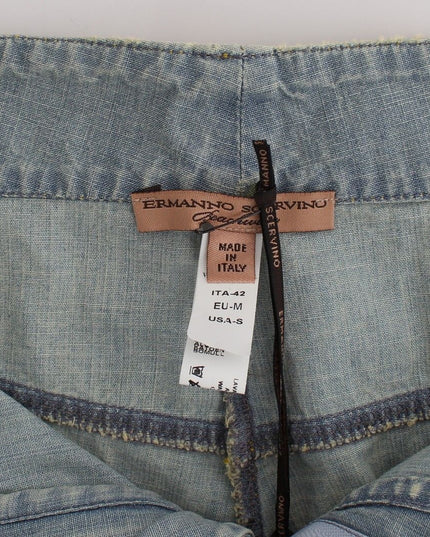 Ermanno Scervino Beachwear Blue Denim City Casual Dress Shorts