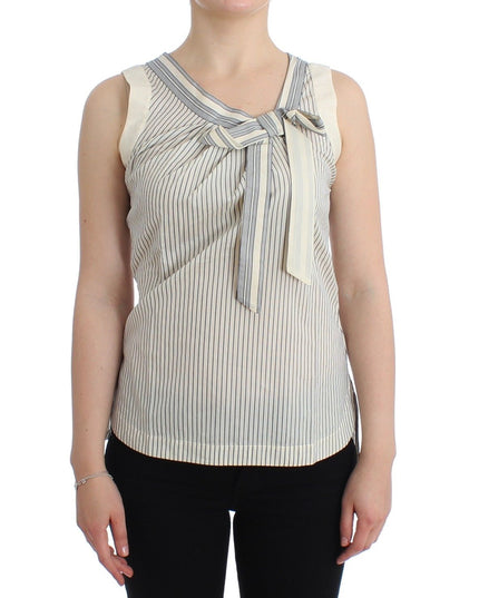 Ermanno Scervino Beachwear Striped Top Blouse Shirt Bow Tank