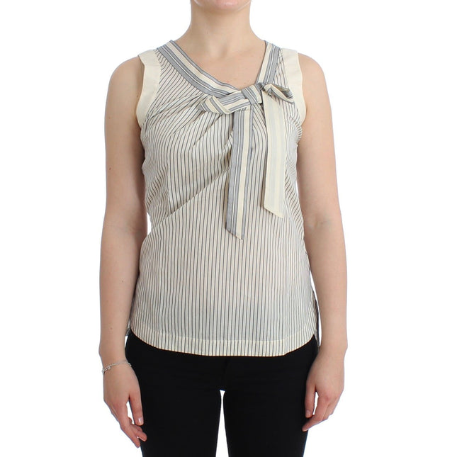 Ermanno Scervino Beachwear Striped Top Blouse Shirt Bow Tank