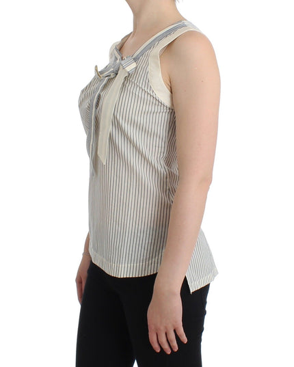 Ermanno Scervino Beachwear Striped Top Blouse Shirt Bow Tank