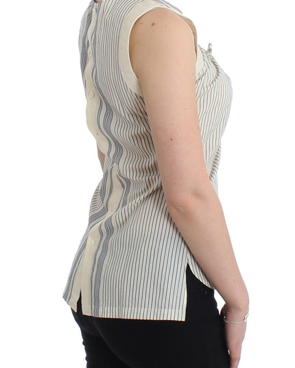 Ermanno Scervino Beachwear Striped Top Blouse Shirt Bow Tank