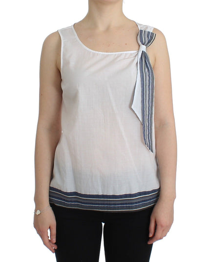 Ermanno Scervino White Blue Top Blouse Tank Shirt Sleeveless
