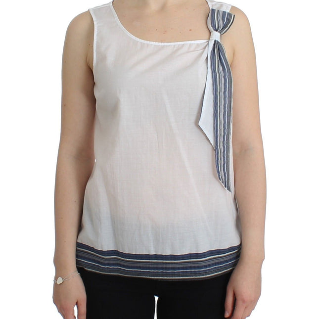 Ermanno Scervino White Blue Top Blouse Tank Shirt Sleeveless